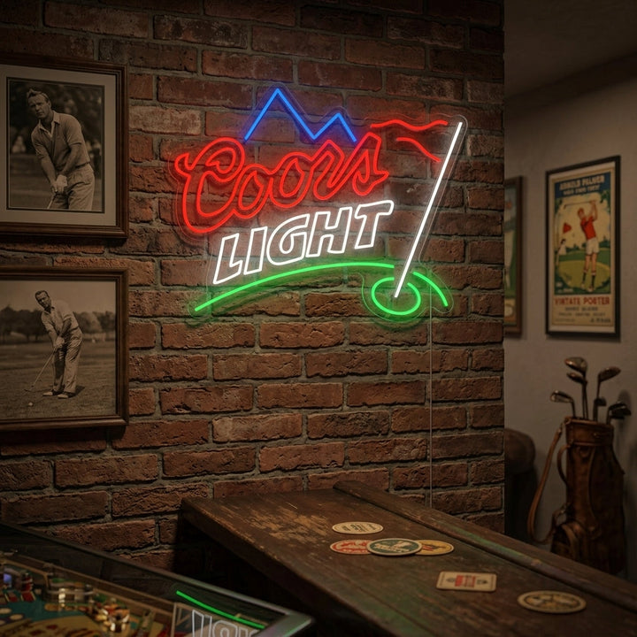 "Golf lippu ja olut logo" Neonkyltti