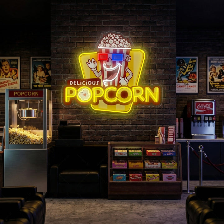 "Delicious Popcorn" Neonkyltti