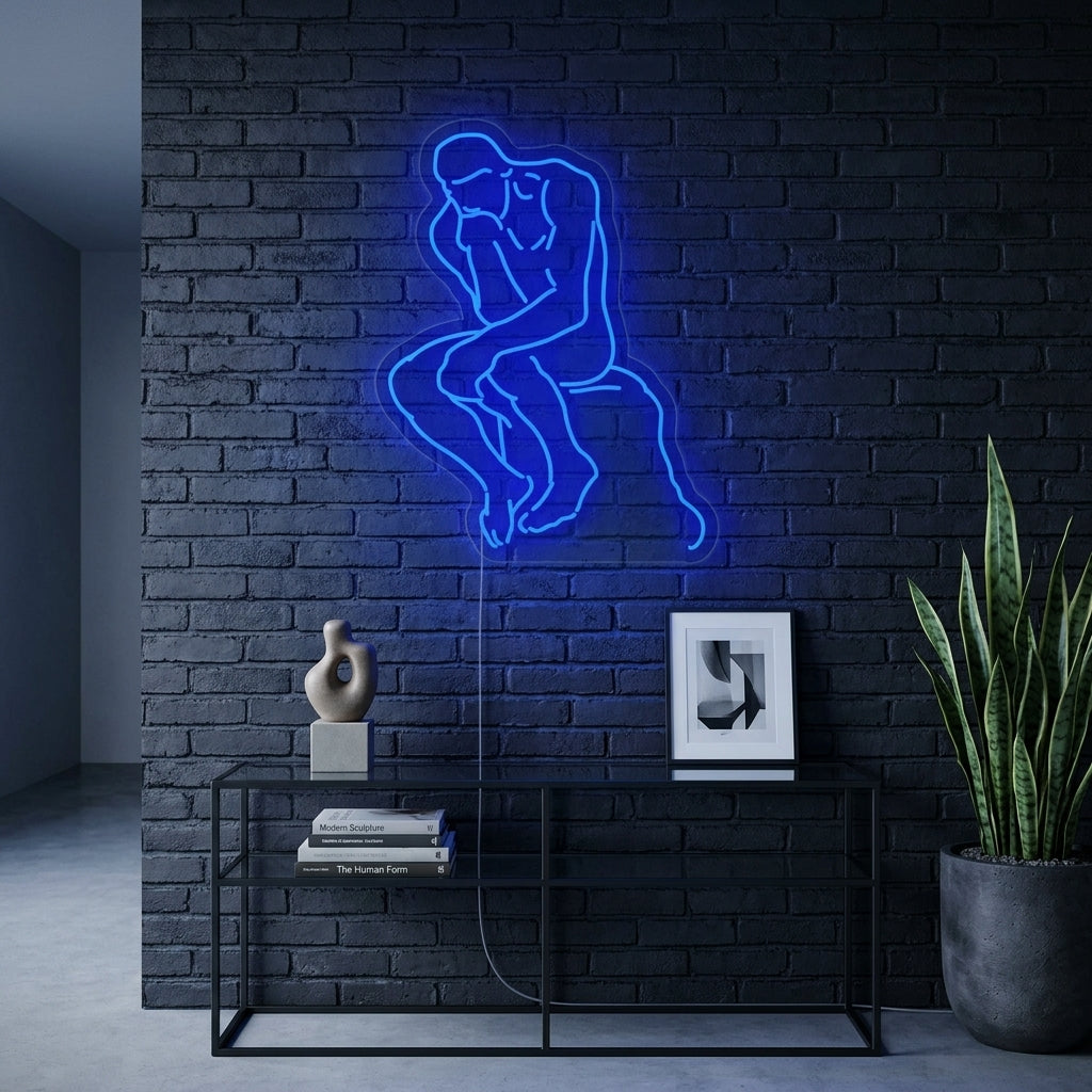 "Ajattelija Auguste Rodin" Neonkyltti