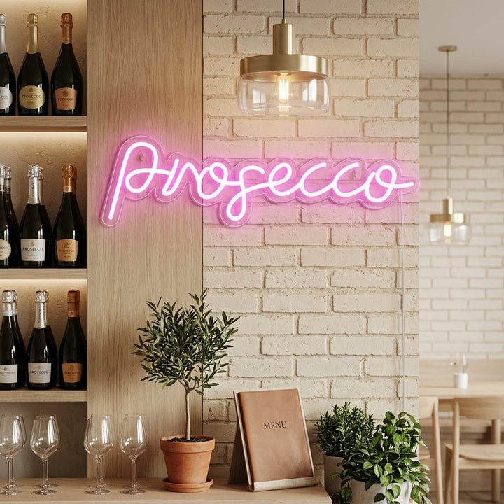 "Prosecco Olutbaari" Neonkyltti