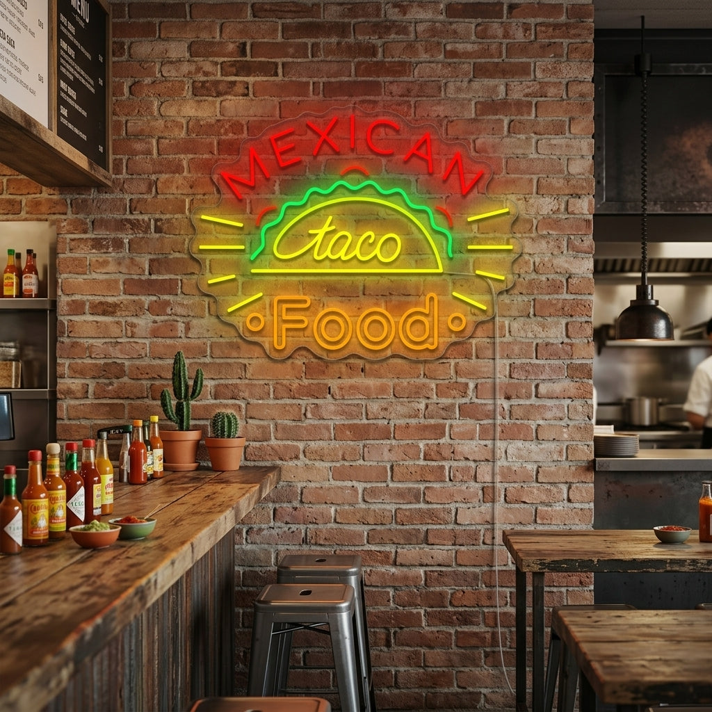 "Taco Mexican Food" Neonkyltti