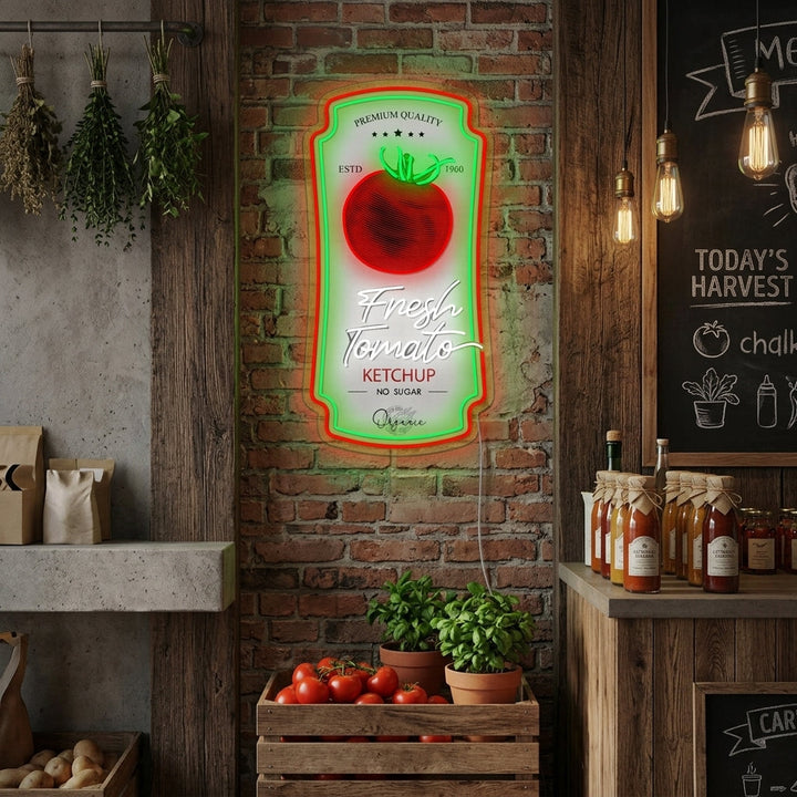 "Tomaatti ketsuppikastike merkki" Neonkyltti