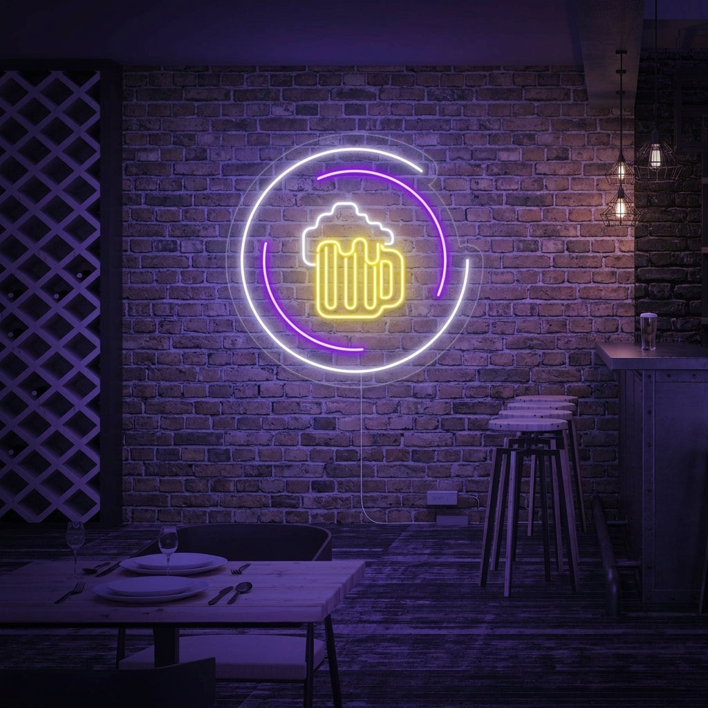 "Olutmuki, Baari" Neonkyltti