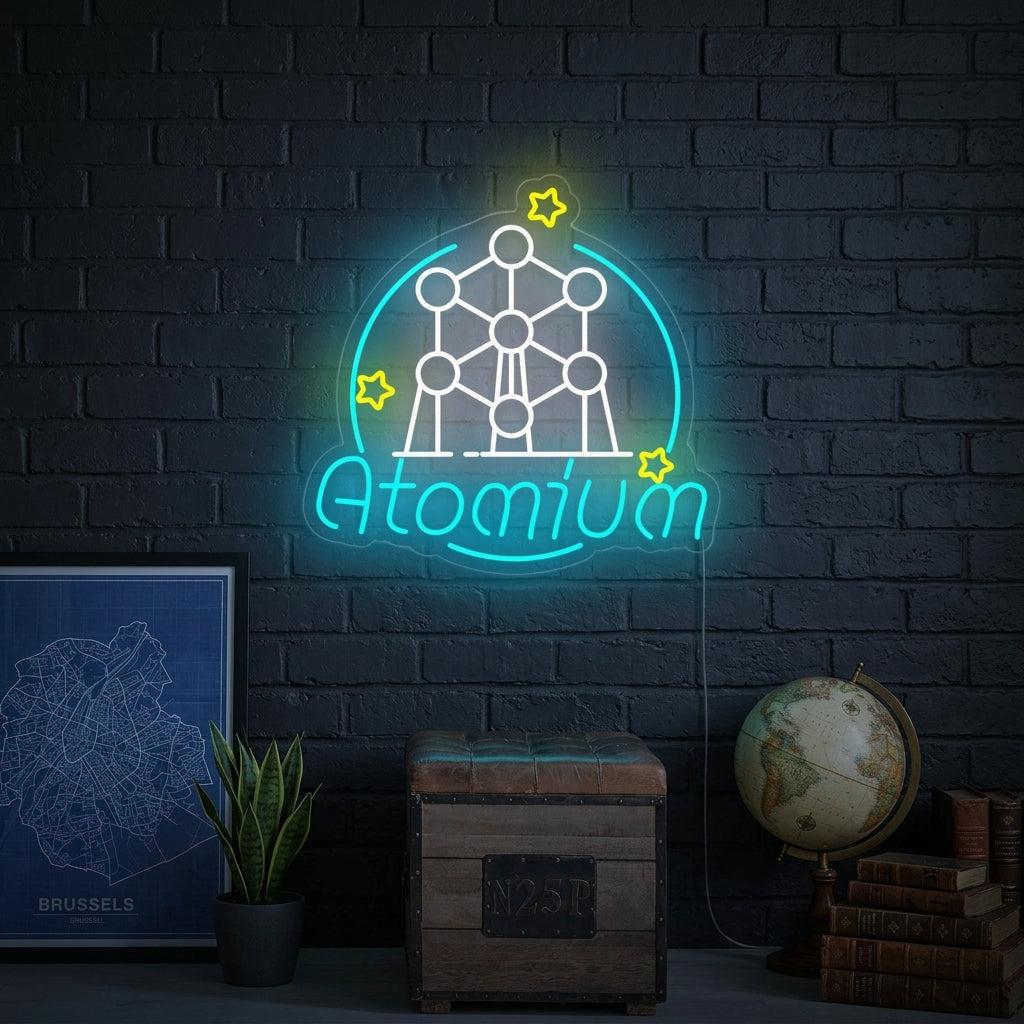 "Belgia Atomium Bryssel" Neonkyltti