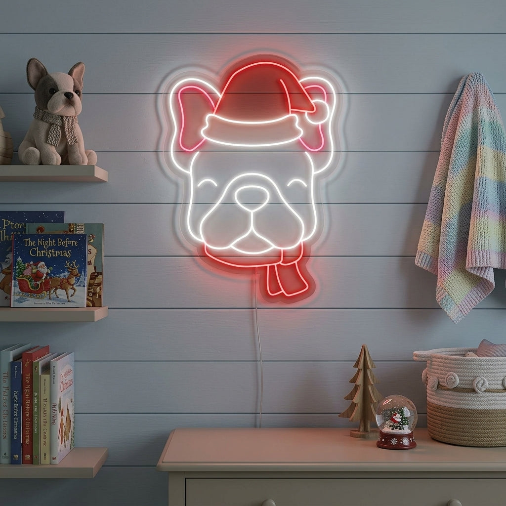 "Bulldoggi, Christmas" Neonkyltti