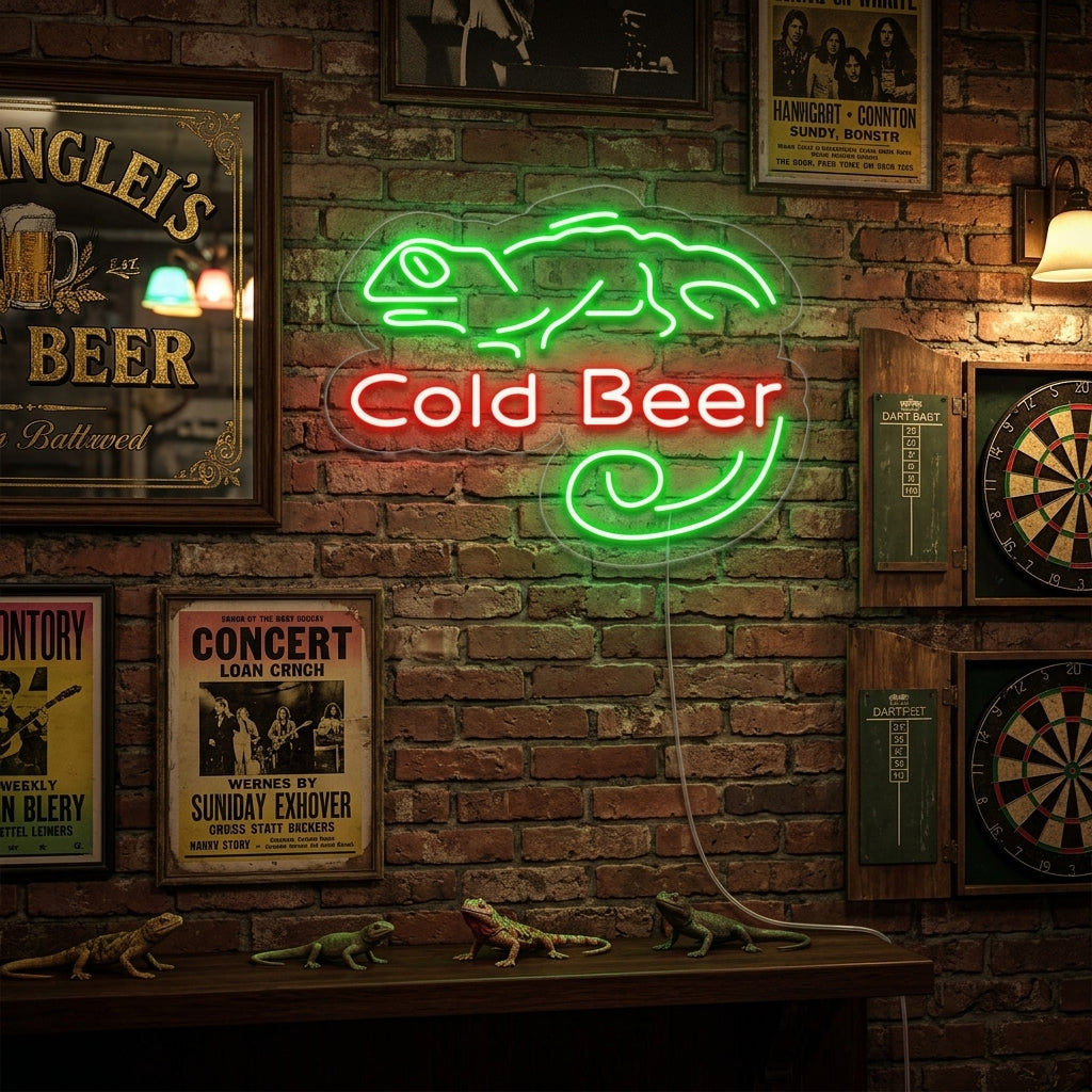 "Cold Beer Bar, Baari" Neonkyltti