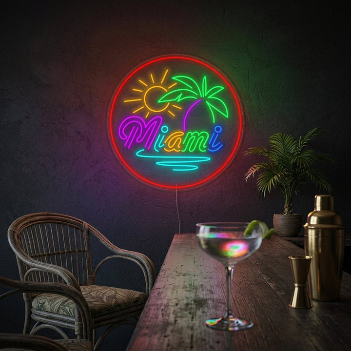 "Miami Florida Rantabaari" Neonkyltti