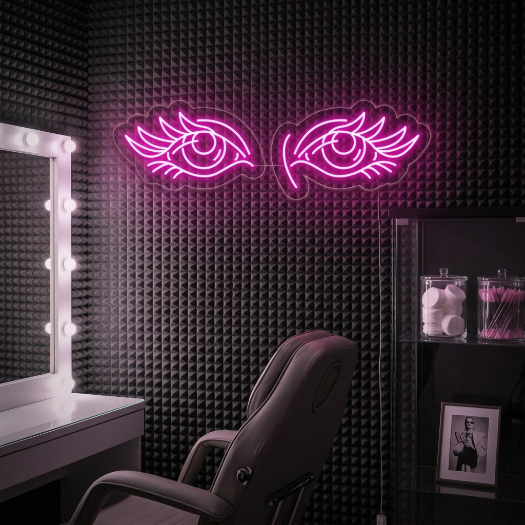 "Silmät Ripset" Neonkyltti