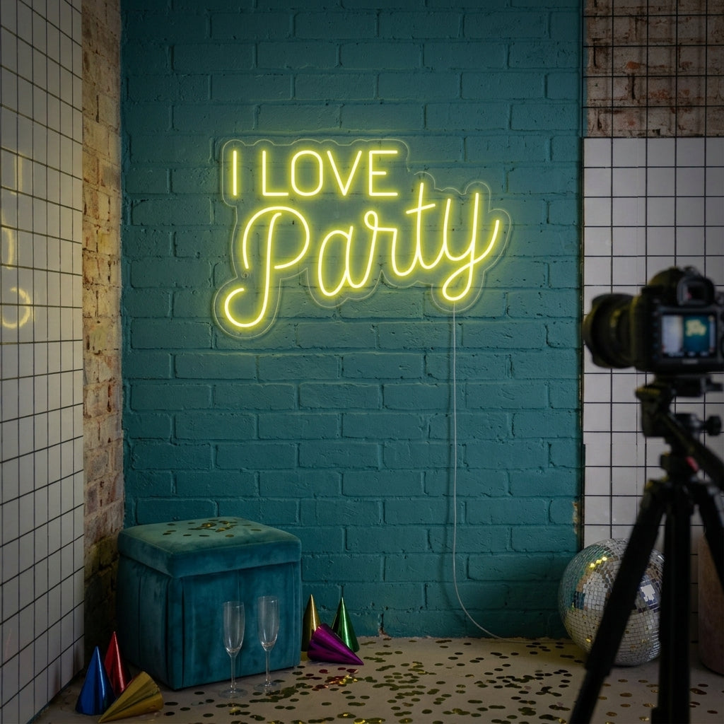 "I Love Party" Neonkyltti