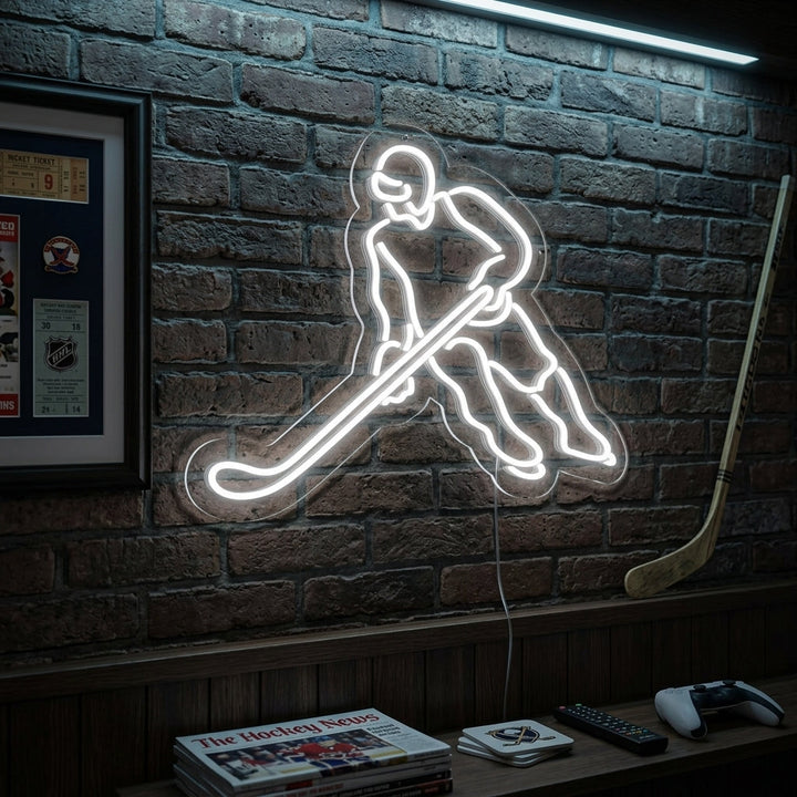 "Jääkiekkoilija" Neonkyltti