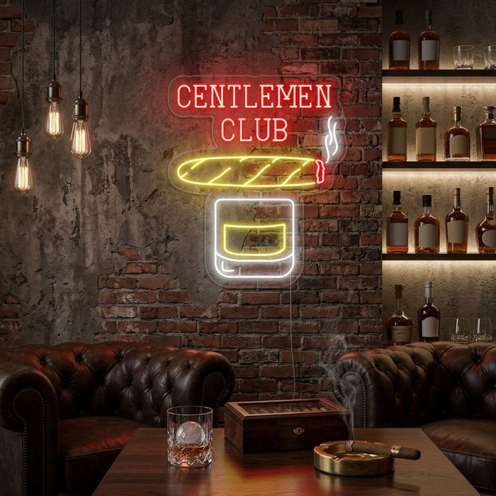 "Gentlemen Club Viski Sikari" Neonkyltti