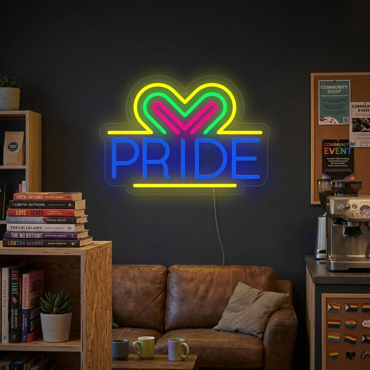 "LGBT, PRIDE, Sydämet" Neonkyltti