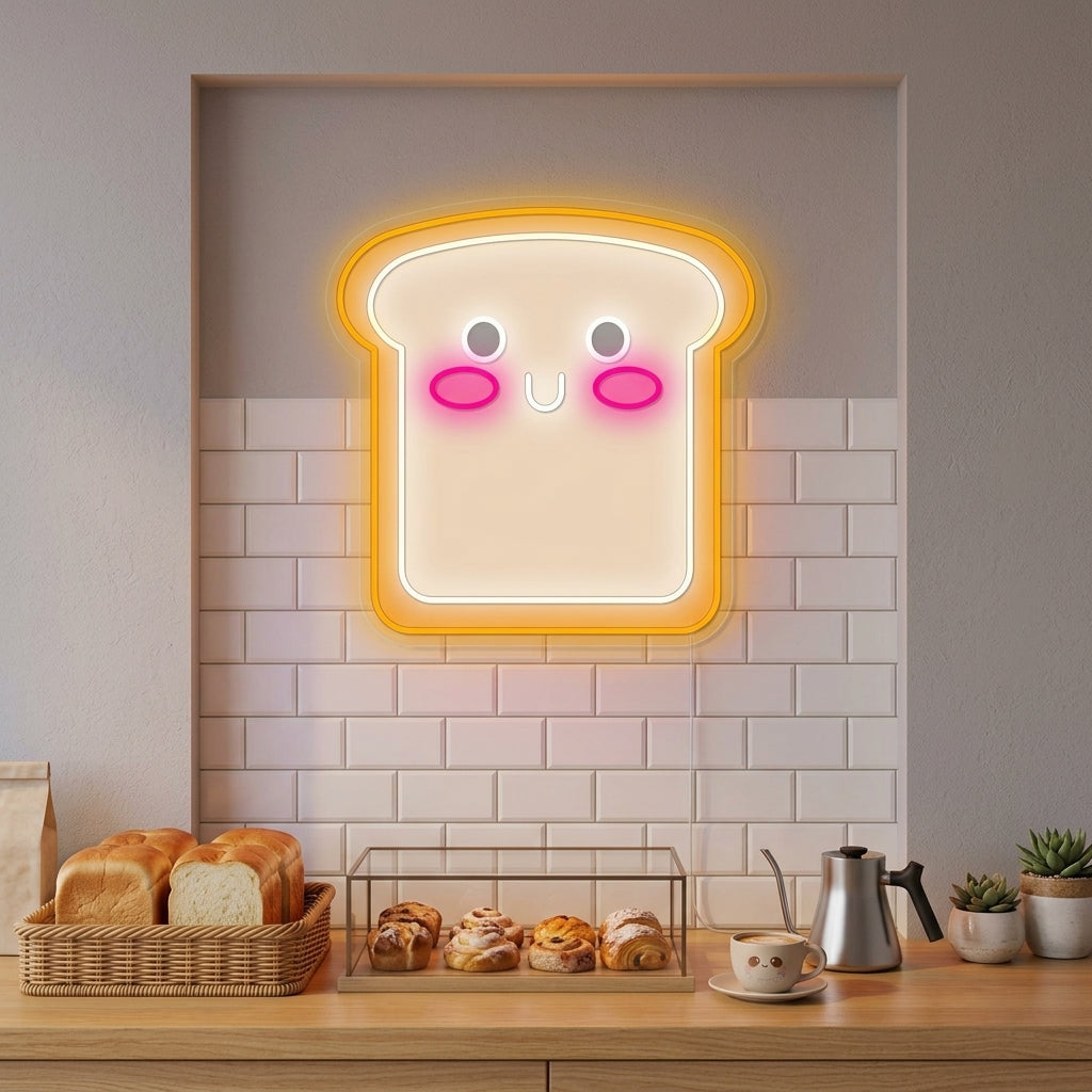 "Kawaii viipale leipää" Neonkyltti