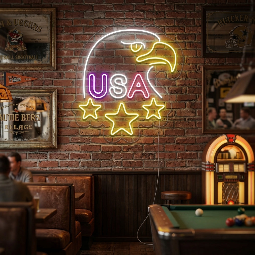 "Valkopäämerikotka, USA" Neonkyltti