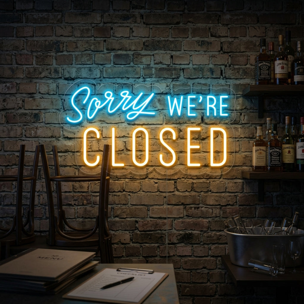 "Sorry We Are Closed" Neonkyltti