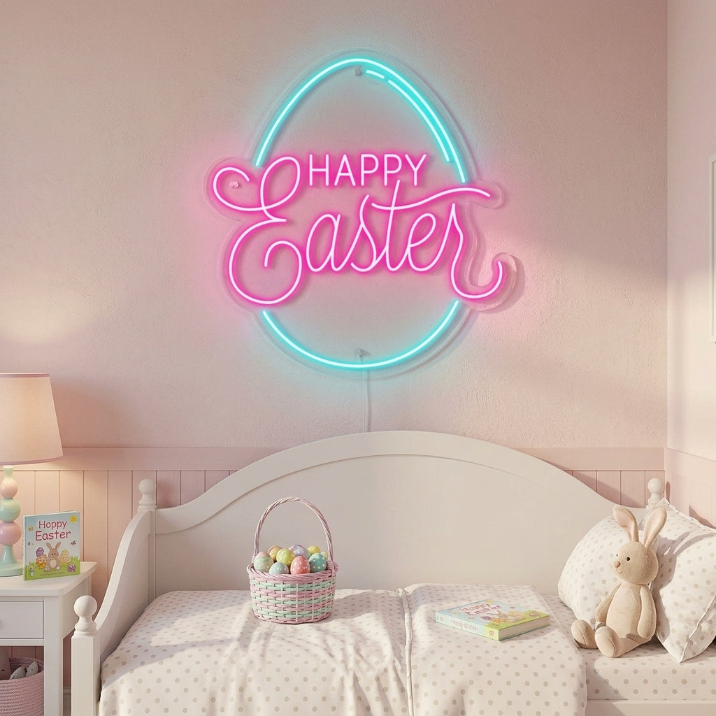 "Muna, Happy Easter" Neonkyltti