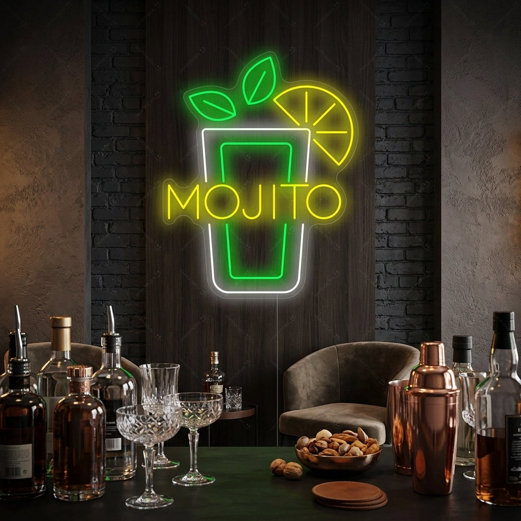 "Mojito viinilasi" Neonkyltti