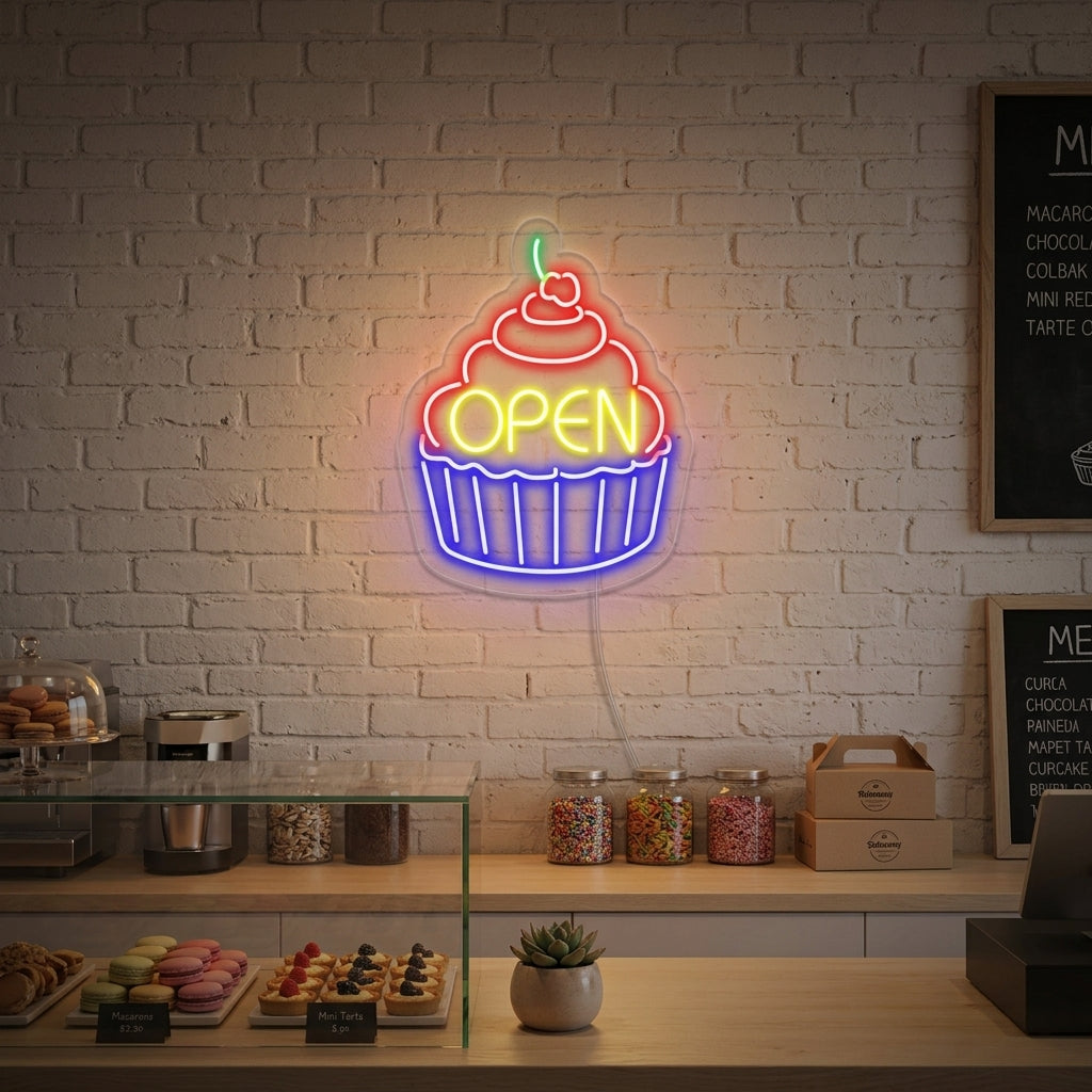 "Cupcake Open" Neonkyltti