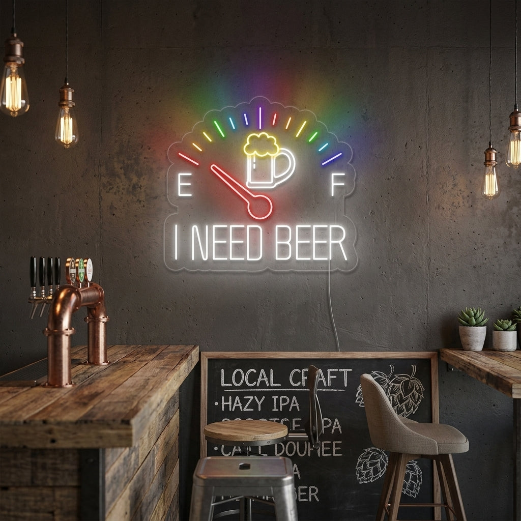 "I Need Beer Kello" Neonkyltti