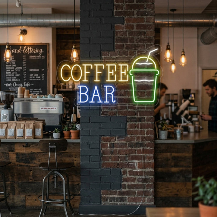 "Kahvikuppi, Coffee Bar" Neonkyltti