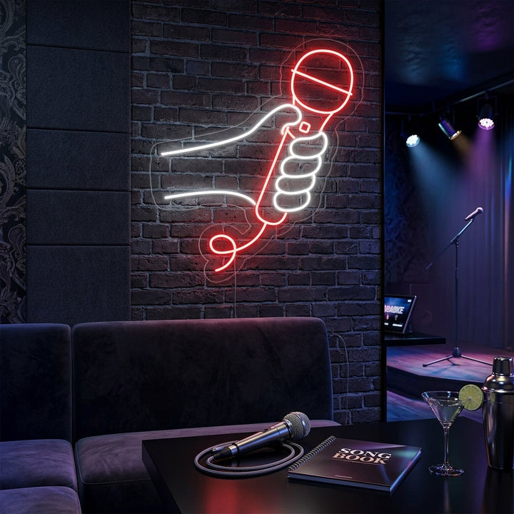 "Mikrofoni Karaoke" Neonkyltti