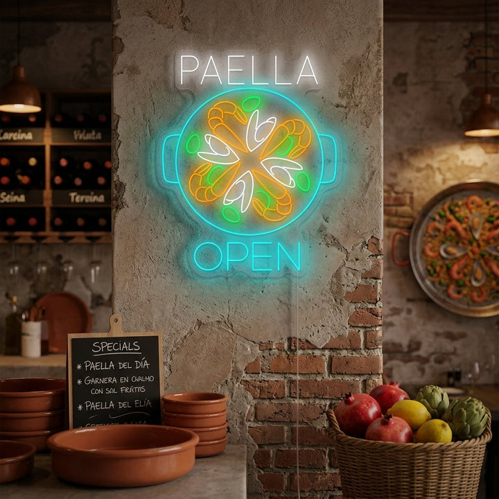 "Paella Open" Neonkyltti