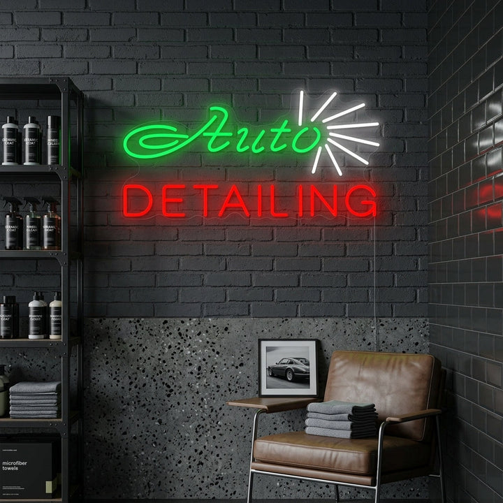 "Kauppa, Auto Detailing" Neonkyltti