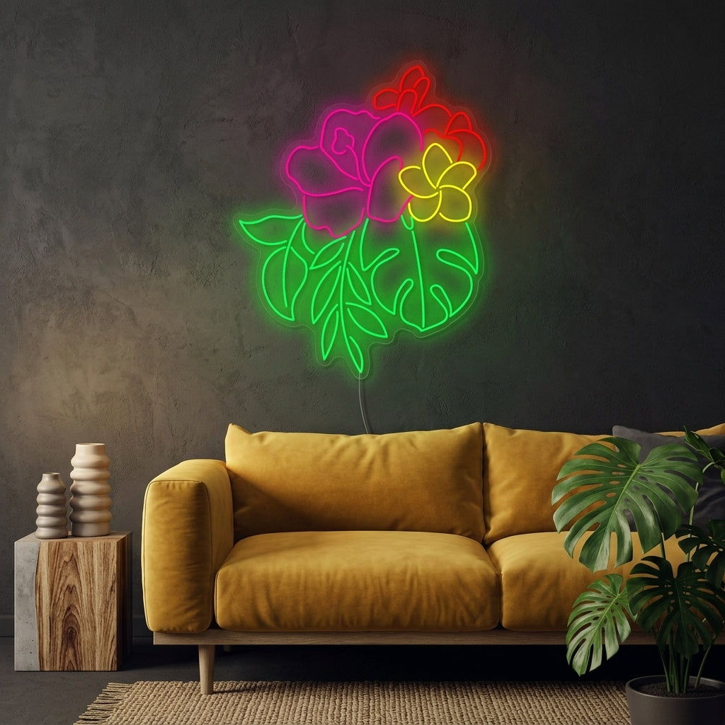 "Hibiscus kukka" Neonkyltti