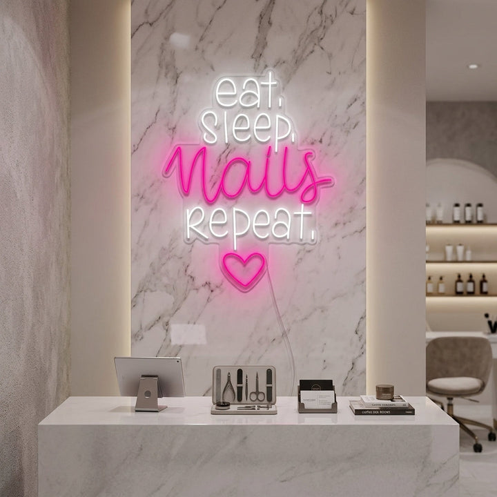 "Kynnet Studio Eat Sleep Nails Repeat" Neonkyltti