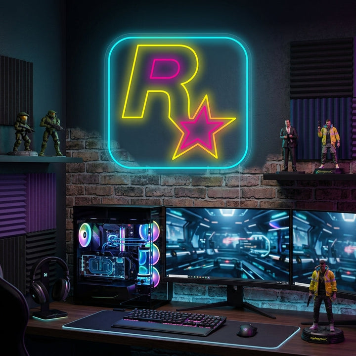 "Rockstar Games logo" Neonkyltti