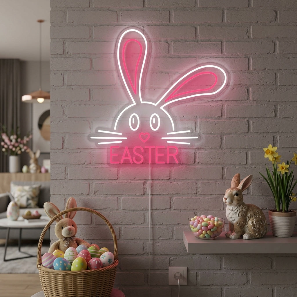 "Pääsiäispupu Kani Eläin" Neonkyltti