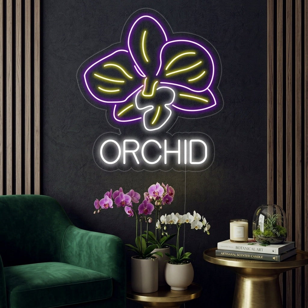 "Orchid, orkideakukka" Neonkyltti