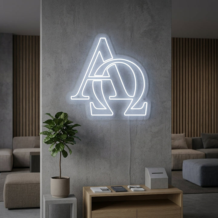 "Kristillinen Symboli Alfa Omega" Neonkyltti