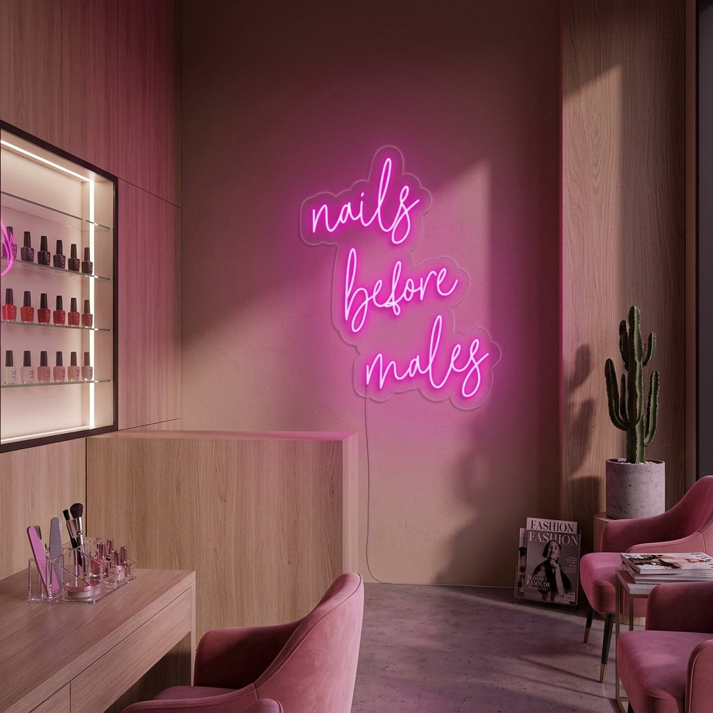 "Nails Before Males" Neonkyltti
