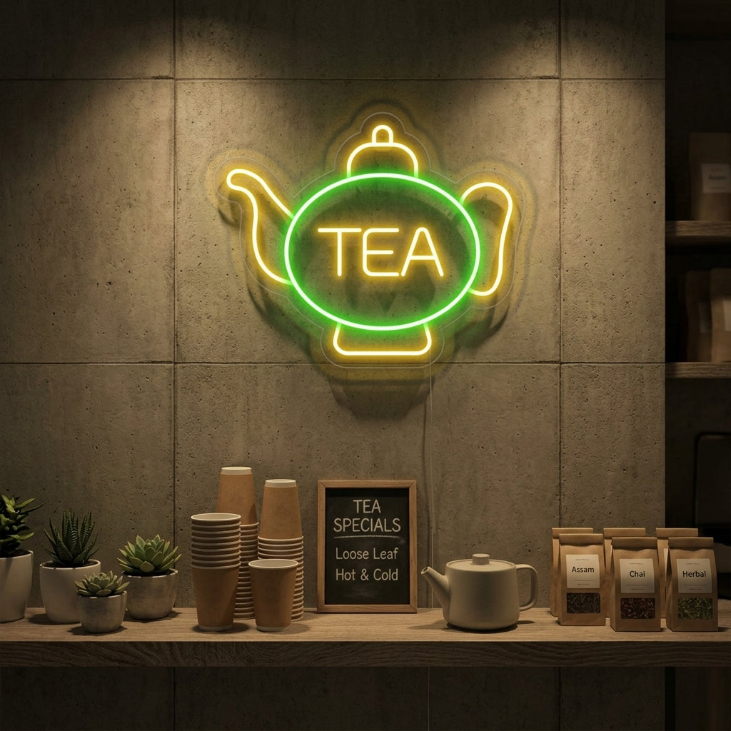 "Tea, Teekuppi" Neonkyltti