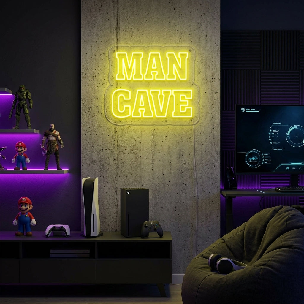 "Man Cave, Pelaajan Sisustus" Neonkyltti