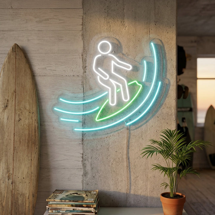 "Surffaaja" Neonkyltti
