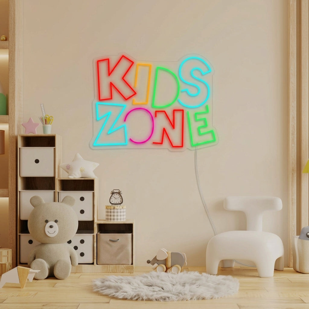 "Kids Zone, Lastenhuoneen sisustus" Neonkyltti