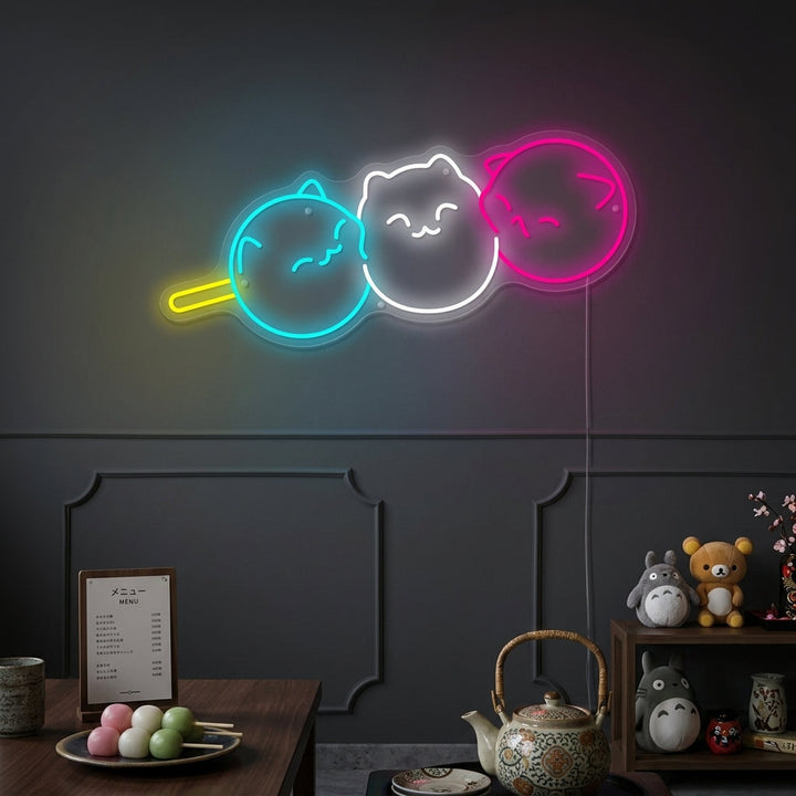 "Kawaii japanilainen Dango Cat Dango" Neonkyltti