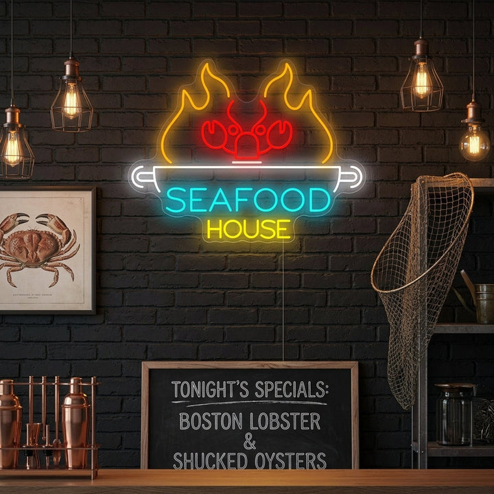 "Seafood House" Neonkyltti