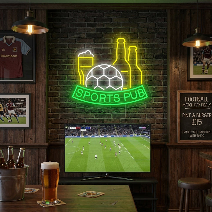 "Jalkapallo, olut, Sports Pub" Neonkyltti