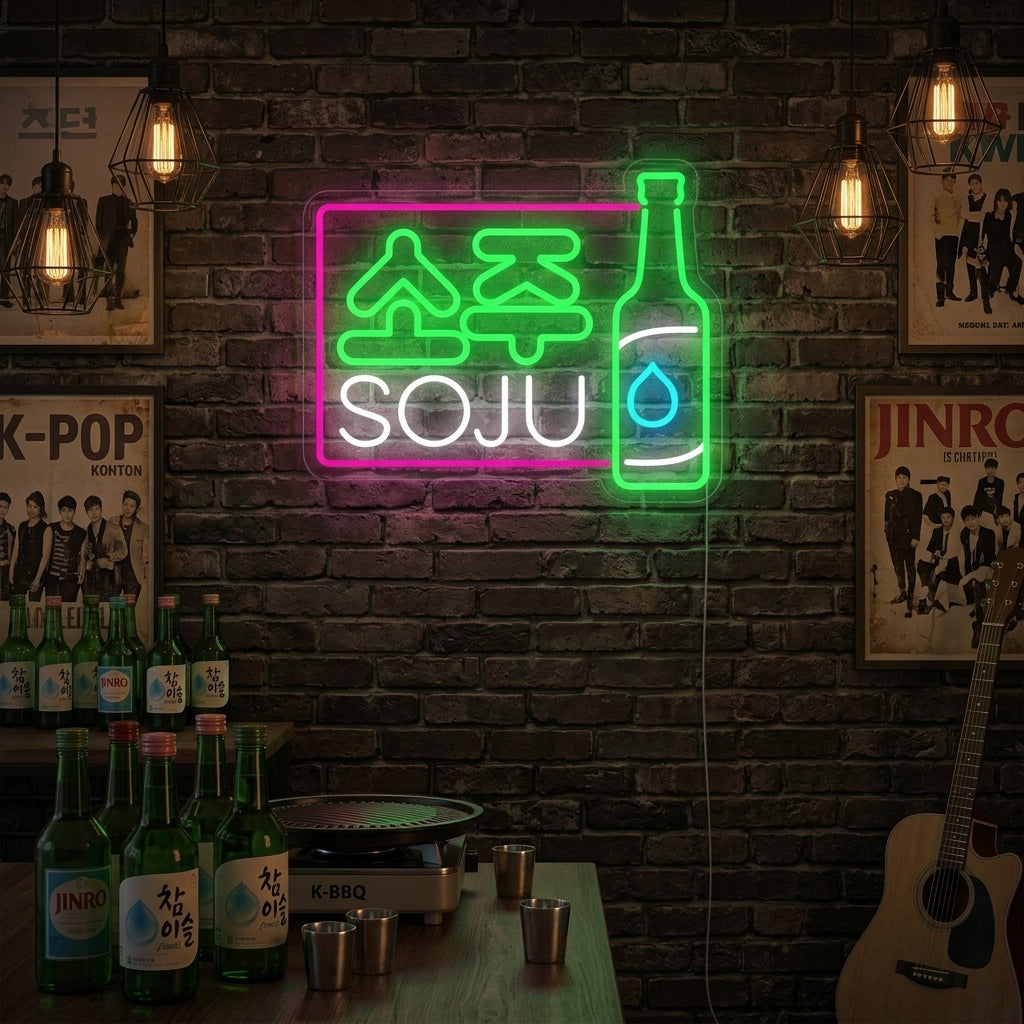 "Soju Korealainen Juoma" Neonkyltti