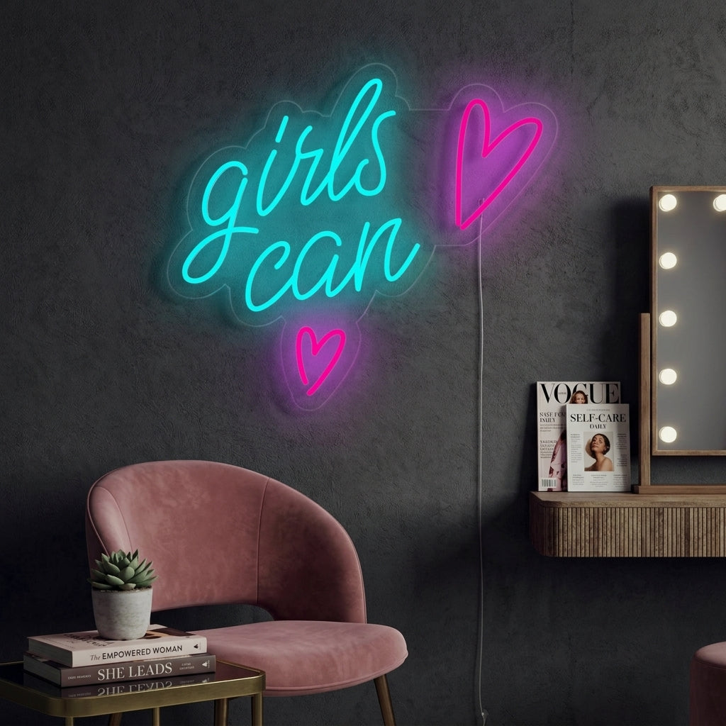 "Girls Can" Neonkyltti