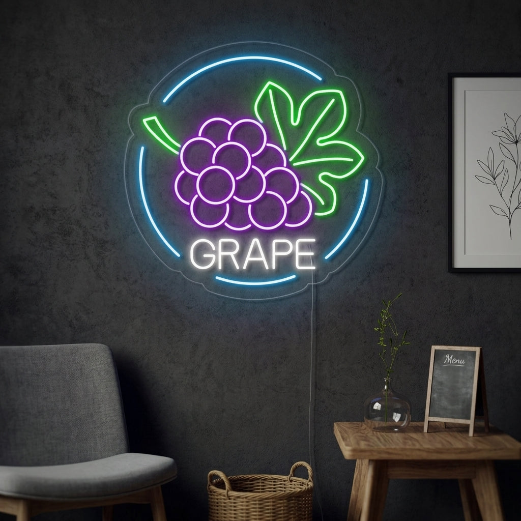 "Grape, Rypäleet" Neonkyltti