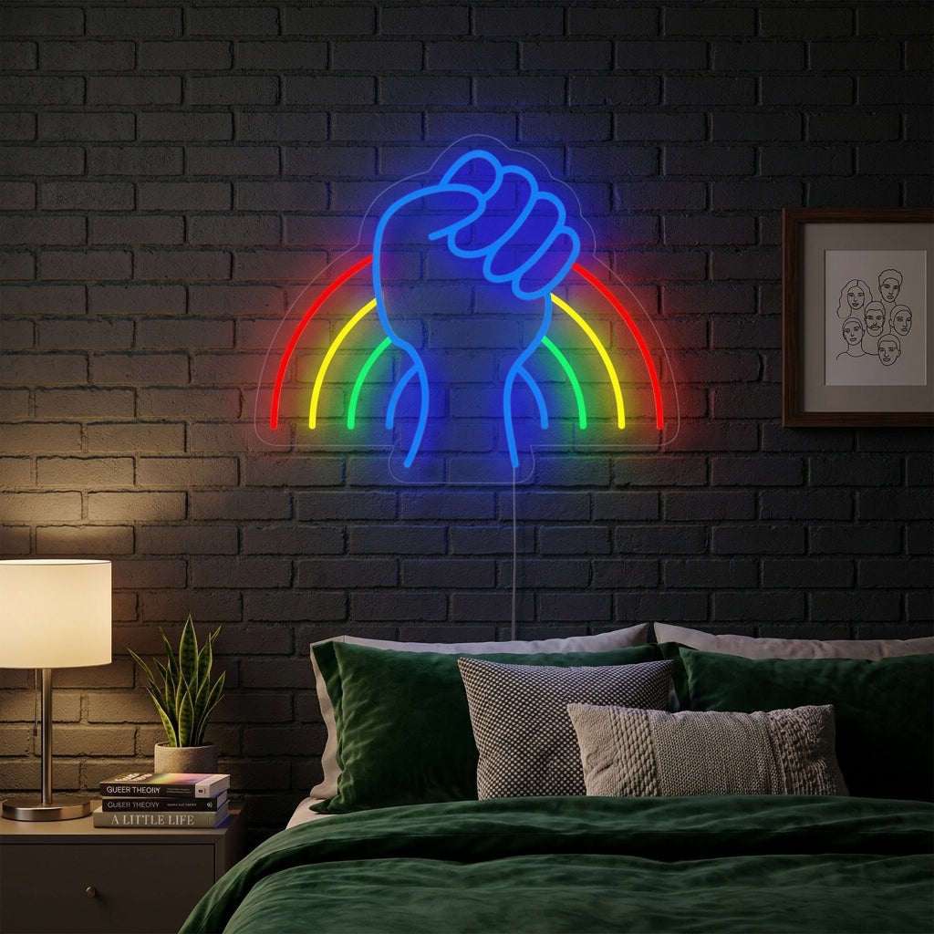 "Sateenkaarilippu Lgbt-Ylpeys Ainutlaatuinen" Neonkyltti