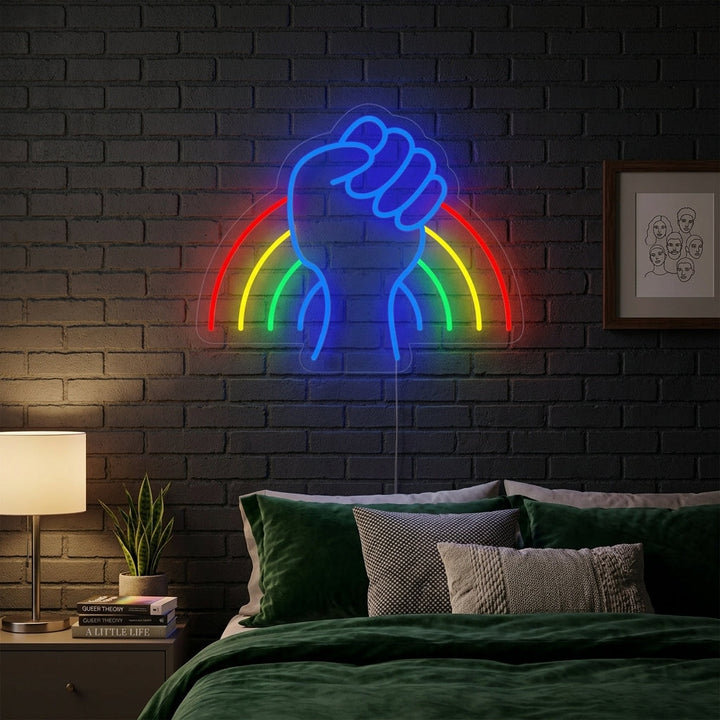 "Sateenkaarilippu Lgbt-Ylpeys Ainutlaatuinen" Neonkyltti