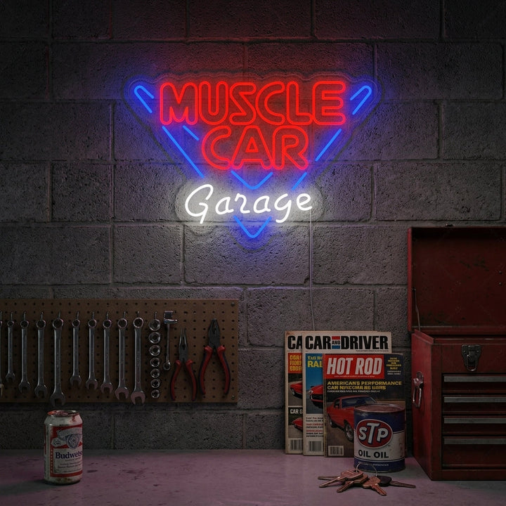 "Muscle Car Garage" Neonkyltti