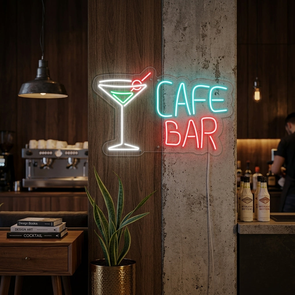 "Cócteles, Coffee Bar" Neonkyltti