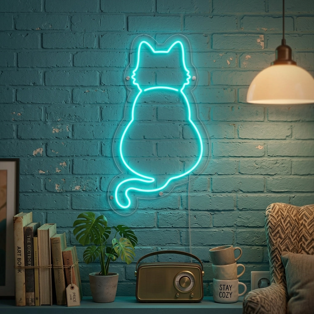 "Kissa" Neonkyltti
