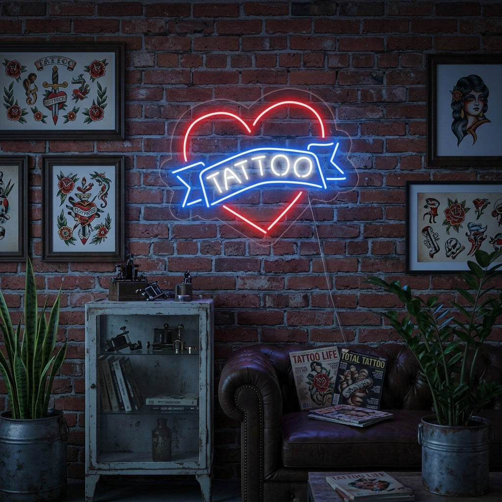 "Tattoo, Sydän" Neonkyltti